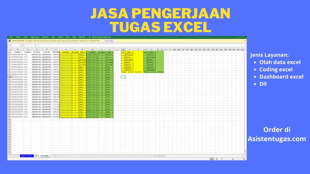 jasa pengerjaan tugas excel