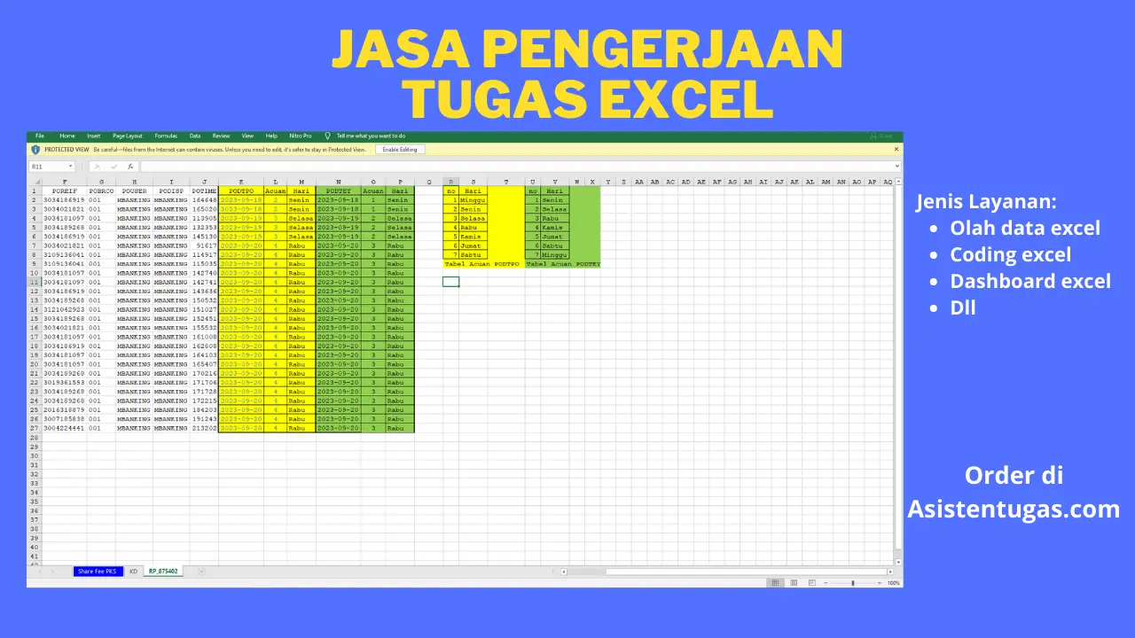 jasa pengerjaan tugas excel