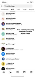Akun Sosmed Palsu yang Mengatasnamakan Asistentugas