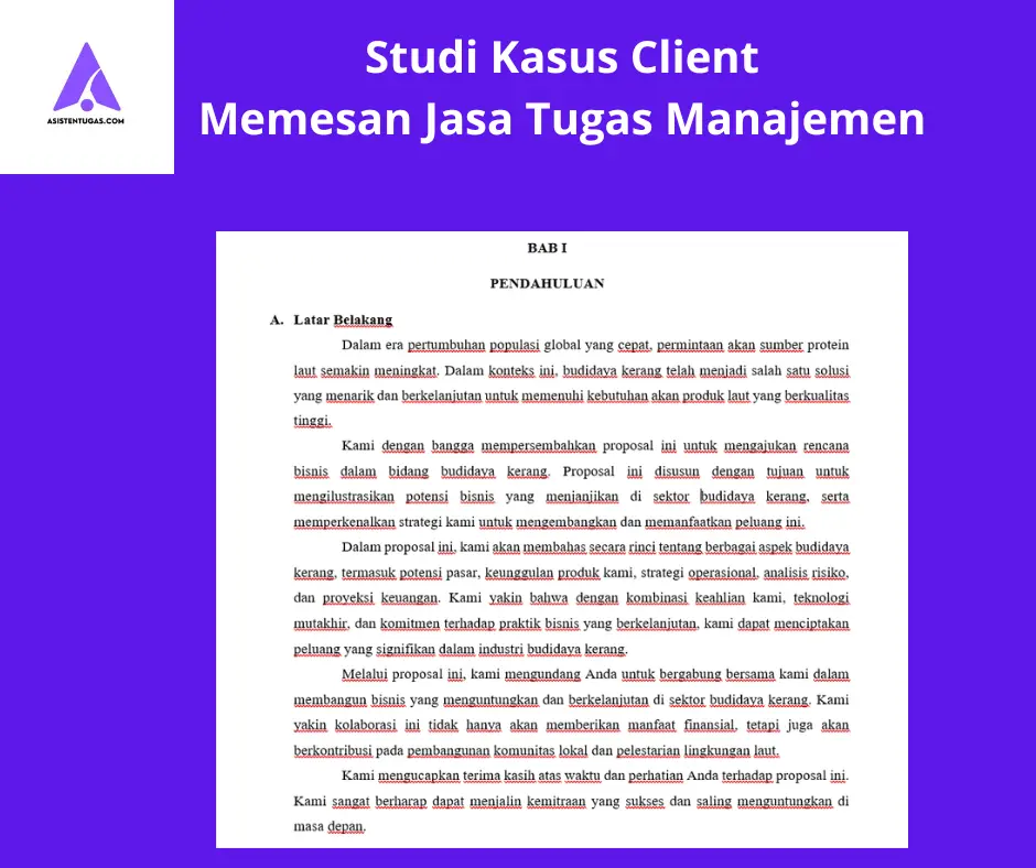 Studi Kasus Client Memesan Jasa Tugas Manajemen