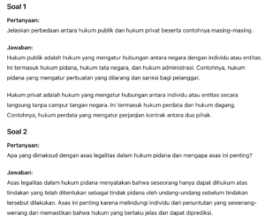 contoh soal tentang hukum dan jawabanya