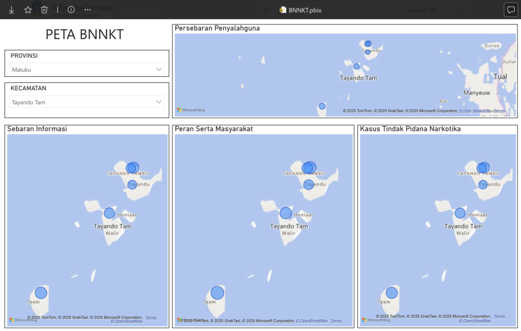 Hasil Map Visualisasi Data Melalui Tools Power Bi